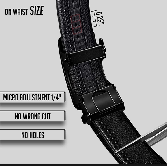 Men's Comfort Adjustable Belt Casual Dress Automatic Buckle Fashion Luxury Black - Picture 4 of 5